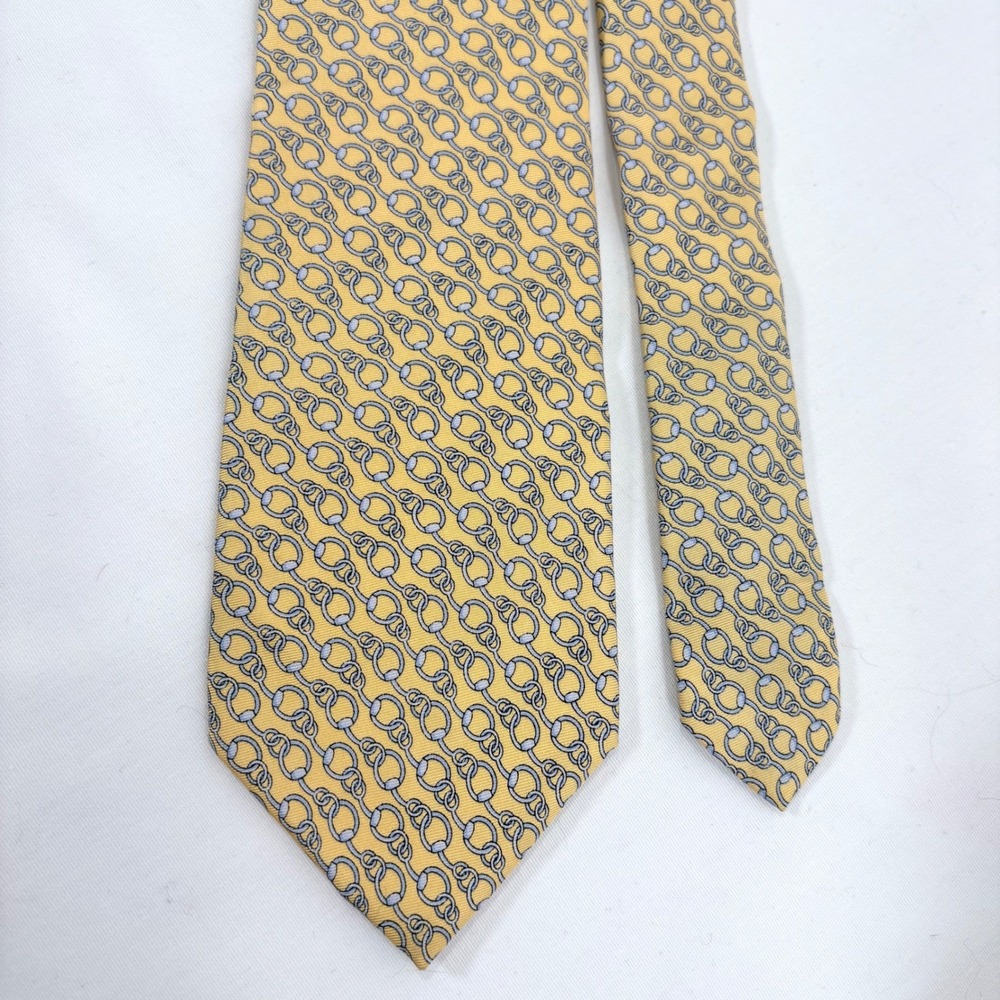 NWT Brooks Brothers Mens Yellow Stirrup Bit Print Silk Tie Made in USA $69 MSRP